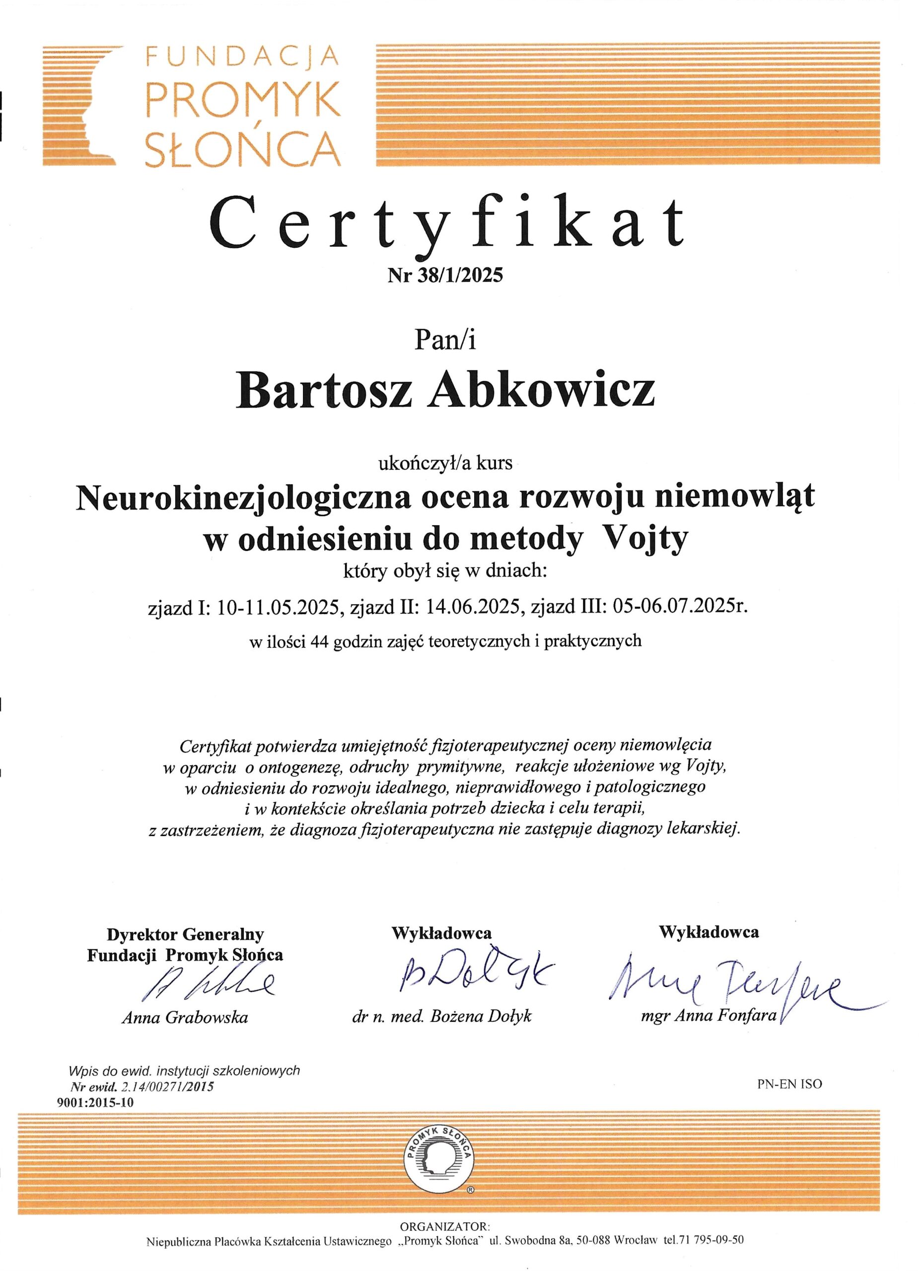 Neurokinezjologiczna ocena rozwoju niemowlat w odniesieniu do metody Vojta